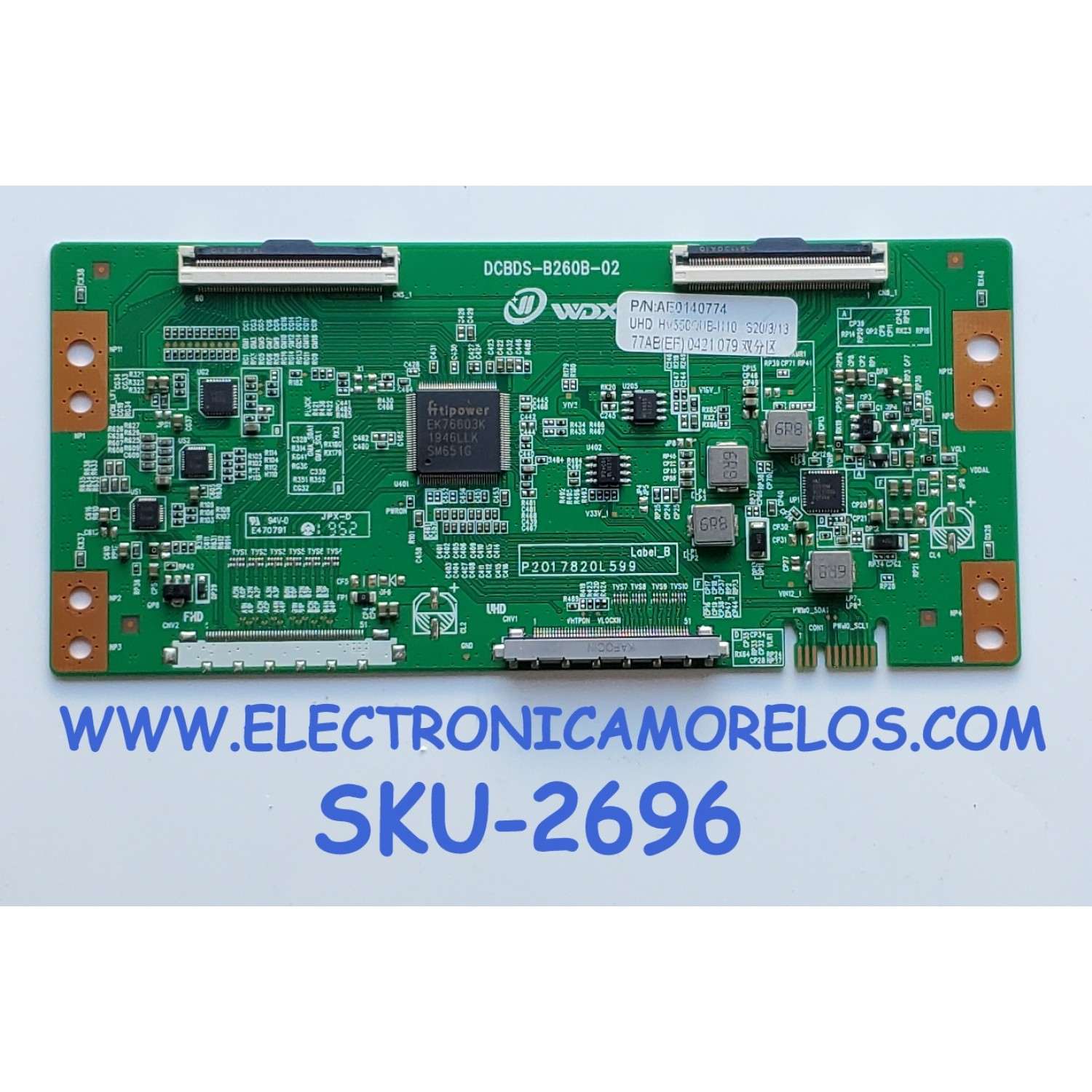 T-CON PARA TV RCA / NUMERO DE PARTE AE0140774 / DCBDS-B260B-02 / 0421079 / HV550QUB-N10 / PANEL HV550QUB-S1E / MODELO RTU5540-B 	